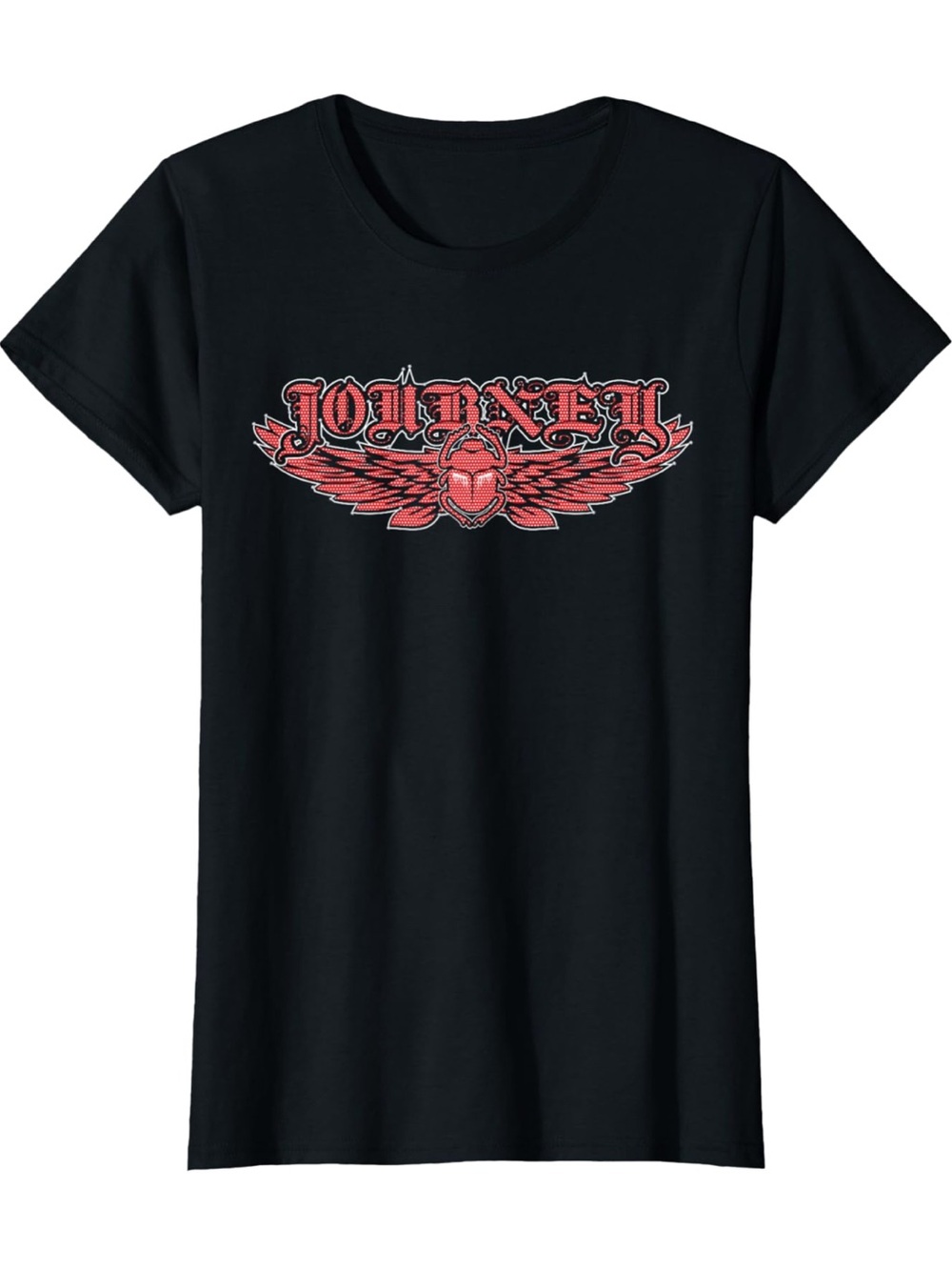 Journey Black Graphic Tee with Red Winged Logo